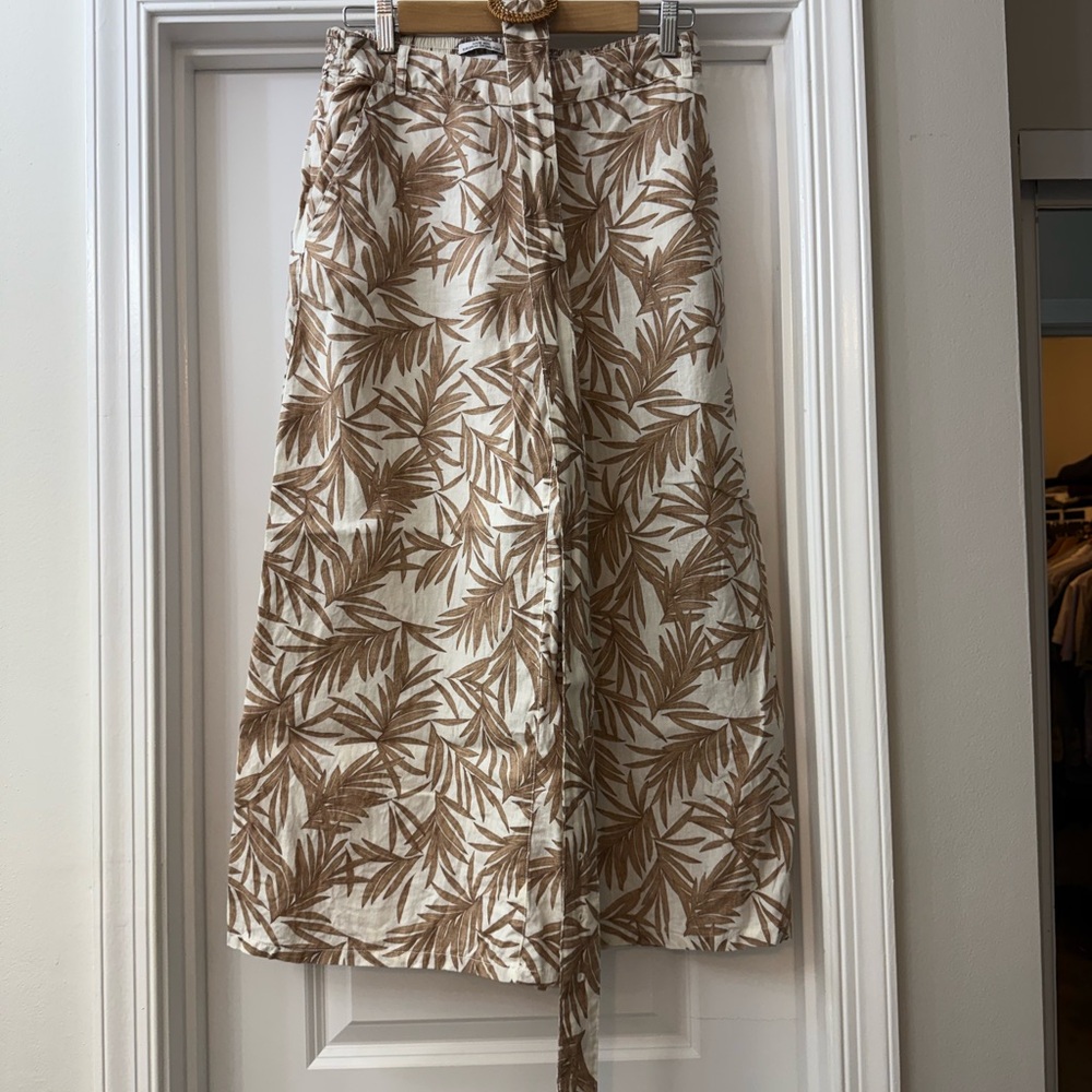 Nicole Miller Brown and Cream Wide Leg Pant with belt